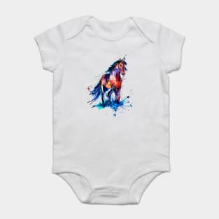 horse watercolor Baby Bodysuit